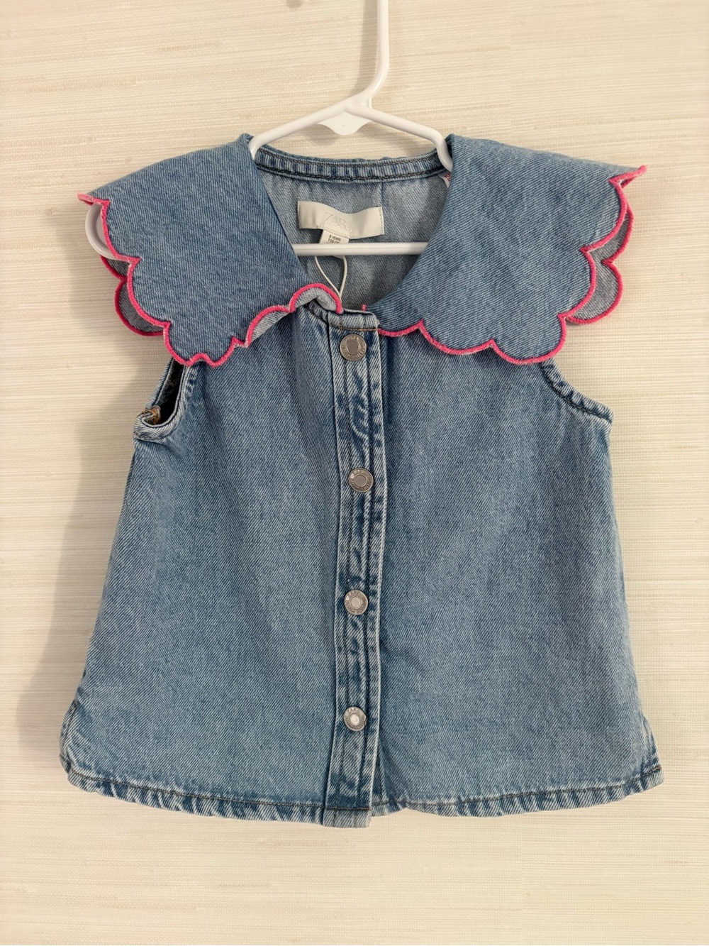 Zara Denim Scallop Edge Top